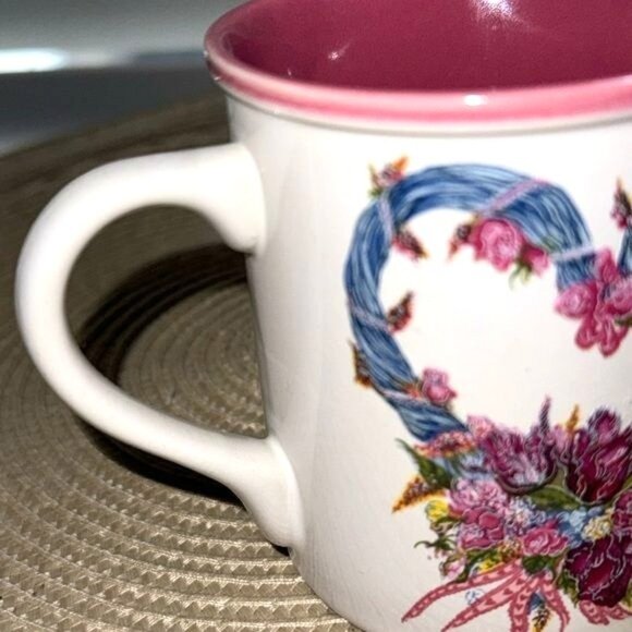 Vintage Potpourri Press Floral Heart Mug Made In Korea 1988 - Picture 4 of 6